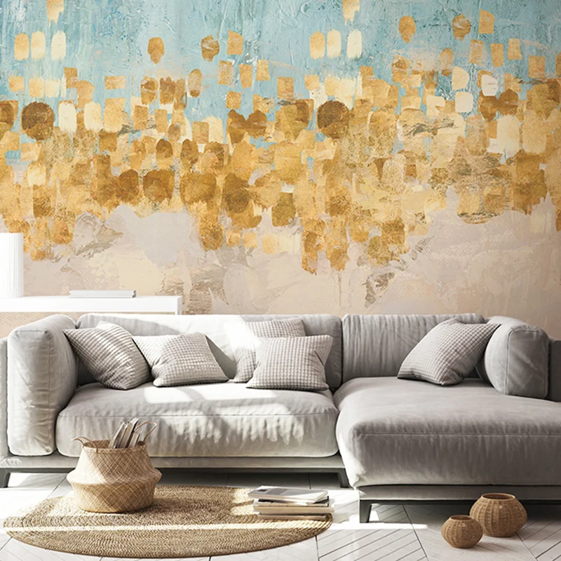 Minimalistisches goldenes Wandbild, buntes Muster, Wanddekoration für Galerie, Vliesstoff Clearhalo