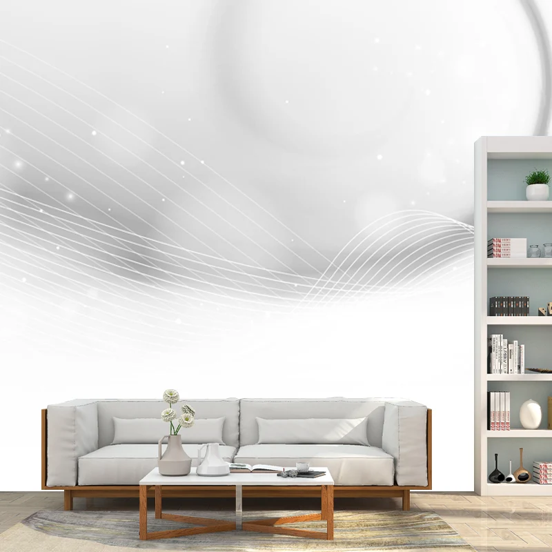 Minimalistisches, wirbelndes gemustertes Wandbild für Schlafzimmer, individuelle Wanddekoration Weiß Clearhalo
