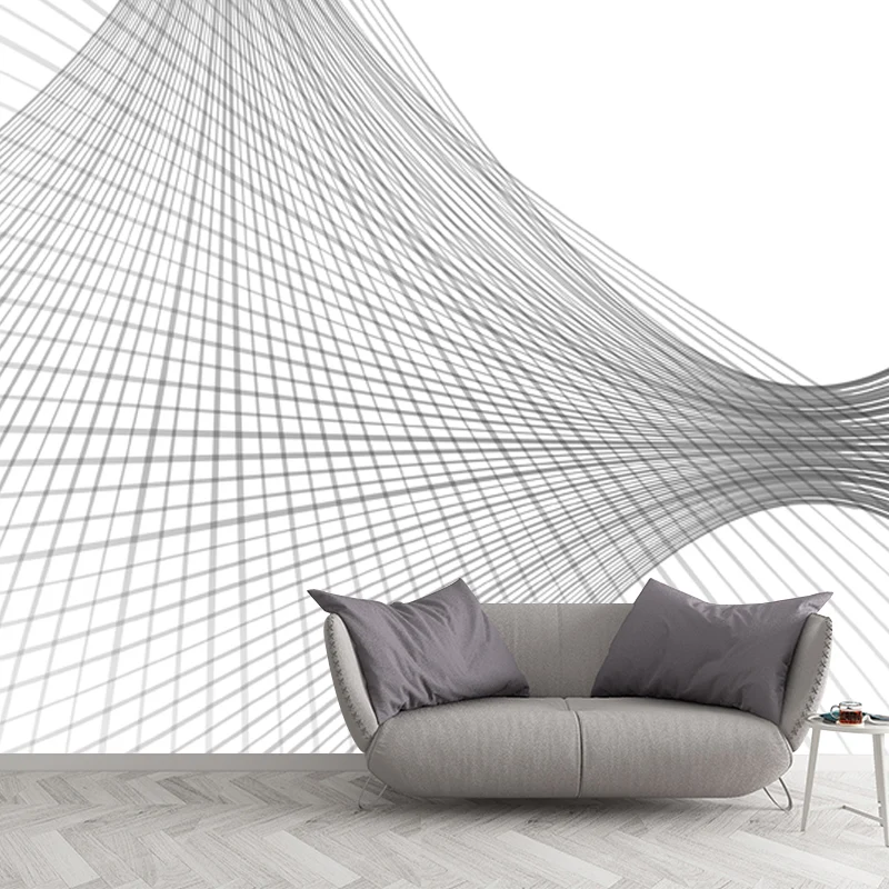 Moderne 3D-Koordinatengitter-Wandbilder Schwarz und Weiß, schmutzabweisende Wandkunst für Schlafzimmer Clearhalo