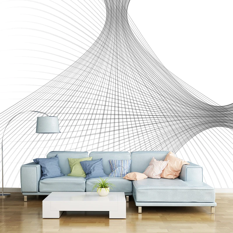 Moderne 3D-Koordinatengitter-Wandbilder Schwarz und Weiß, schmutzabweisende Wandkunst für Schlafzimmer Clearhalo