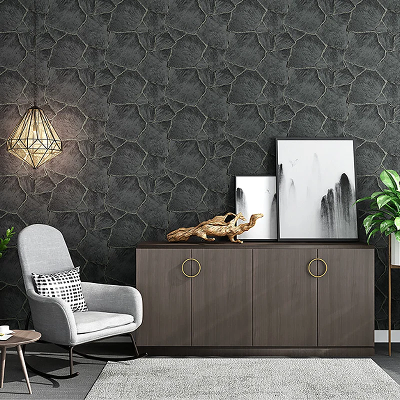 Moderne Crackle-Tapete, Vliesstoff, ungeklebt, dunkle Farbe, Wanddekoration für Wohnzimmer Clearhalo