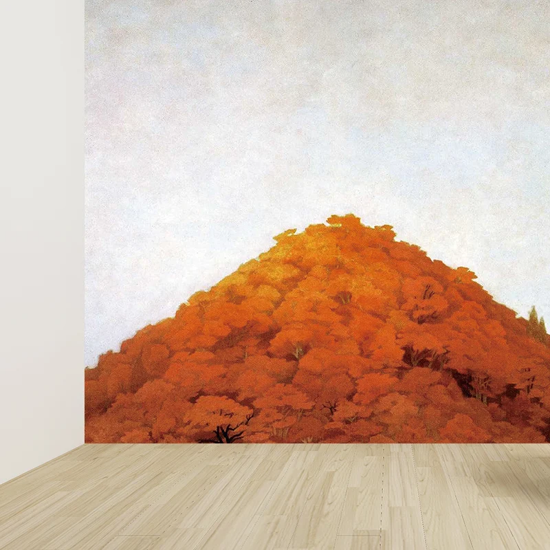 Moderne, fleckenabweisende Wandverkleidung aus Vliesstoff „Hills“ Orange für Jungenzimmer Clearhalo