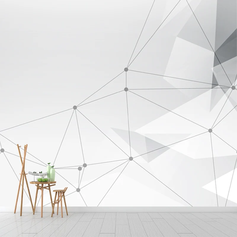 Moderne geometrische Wandgemälde, schwarz-weißes Netzdesign, Wanddekoration für Schlafzimmer Clearhalo