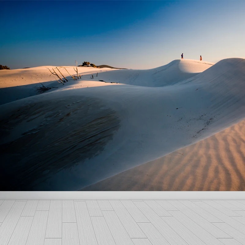 Moderne, hintergrundbeleuchtete Dünenlandschaft, Vliesstoff, feuchtigkeitsbeständig, weiße Wandkunst für Zuhause Clearhalo