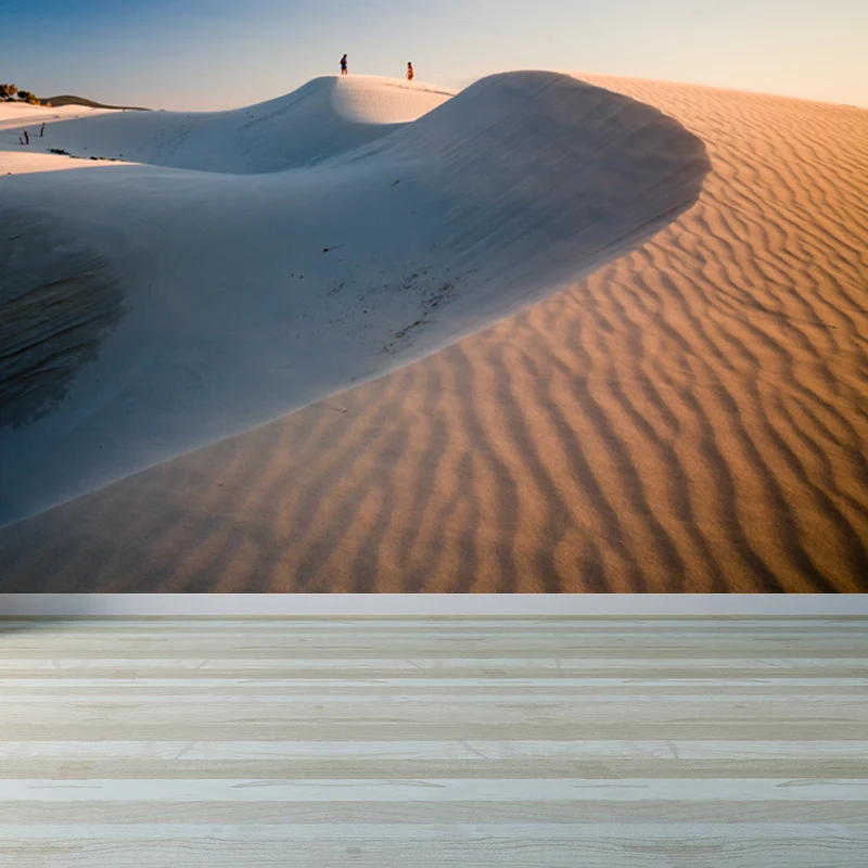 Moderne, hintergrundbeleuchtete Dünenlandschaft, Vliesstoff, feuchtigkeitsbeständig, weiße Wandkunst für Zuhause Clearhalo