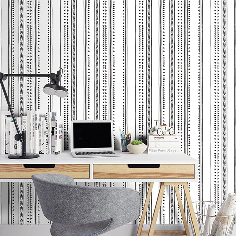 Moderne Tapetenrolle für die Heimdekoration mit gepunktetem Linienmuster sanftem Grau, abziehen und aufkleben, 29,1 m². Cl...