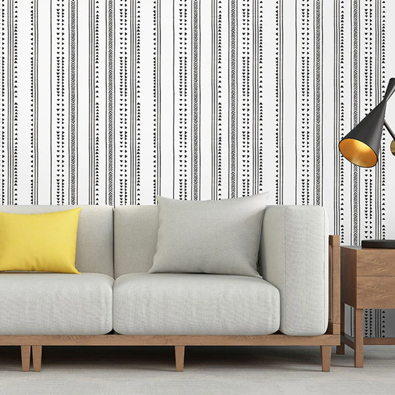 Moderne Tapetenrolle für die Heimdekoration mit gepunktetem Linienmuster sanftem Grau, abziehen und aufkleben, 29,1 m². Cl...
