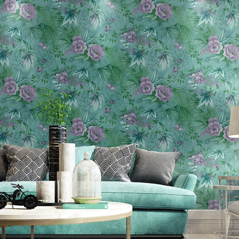 Moderne Tapetenrolle mit Blumen und Pflanzen natürlichen Farben für Akzentwände Clearhalo