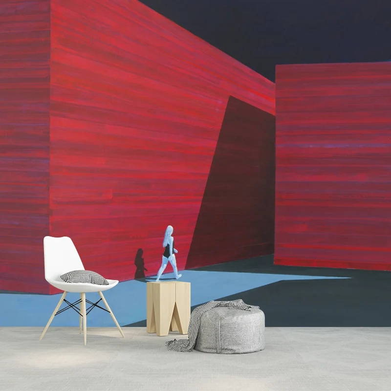 Moderne Wandverkleidung für Bürodamen Rot und Blau mit Solitude-Kunstwerken für das Schlafzimmer Clearhalo