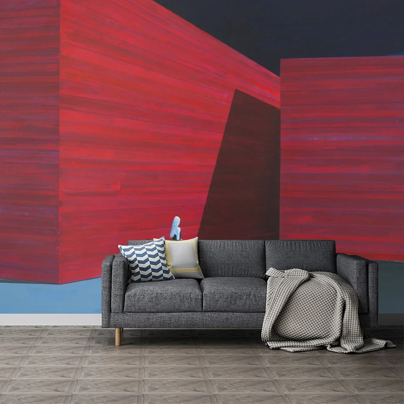Moderne Wandverkleidung für Bürodamen Rot und Blau mit Solitude-Kunstwerken für das Schlafzimmer Clearhalo