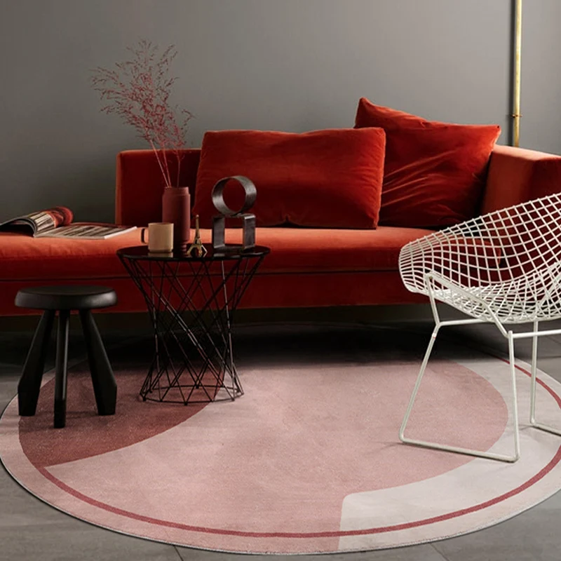Moderner Colorblock-Teppich Rosa und Rot, Polyester-Teppich, rutschfest, haustierfreundlich, waschbar, Teppich für Schlafz...