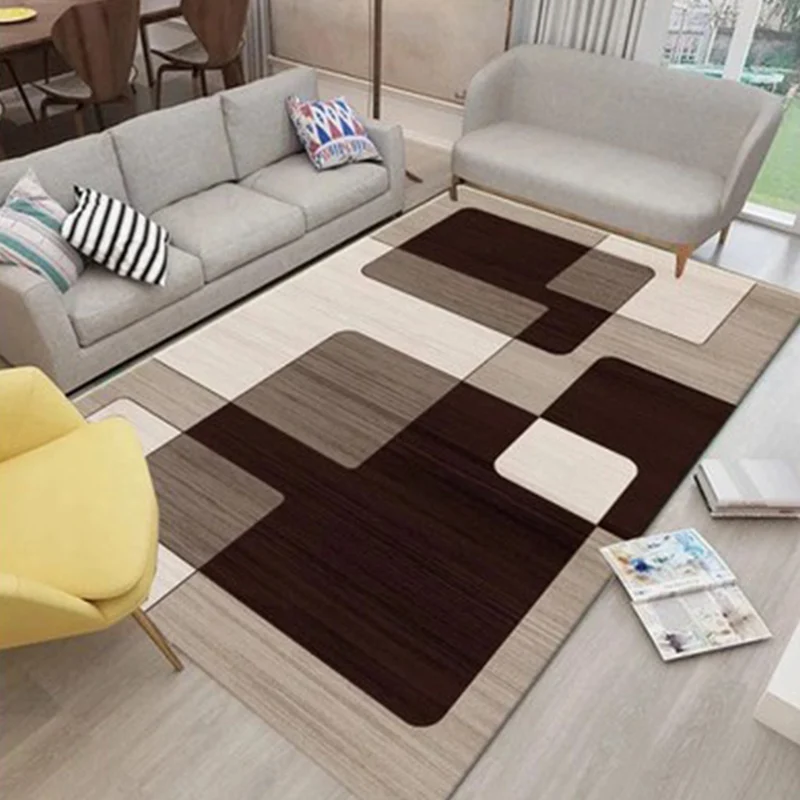 Moderner Geometry Colorblock-Teppich, mehrfarbiger Polyester-Teppich, haustierfreundlich, rutschfeste Rückseite, waschbare...