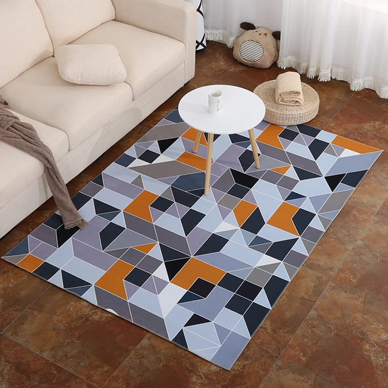 Moderner Teppich mit geometrischem Muster, mehrfarbiger Polypropylen-Innenteppich, rutschfester, maschinenwaschbarer Teppi...