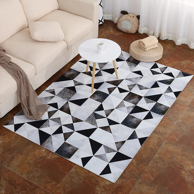 Moderner Teppich mit geometrischem Muster, mehrfarbiger Polypropylen-Innenteppich, rutschfester, maschinenwaschbarer Teppi...