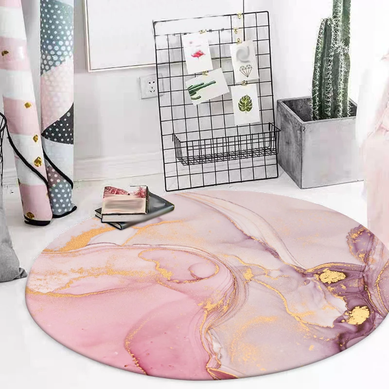 Moderner Wohnzimmerteppich Rosa mit abstraktem Aquarellmalerei-Druck, rutschfester, waschbarer Teppich aus Polyester Clear...