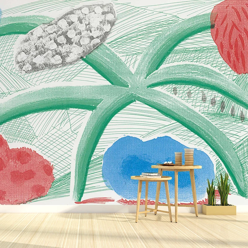 Modernes Blumen-Tapeten-Wandbild, rot-blau-grüne Kunstwerke, Wanddekoration für Zuhause Clearhalo