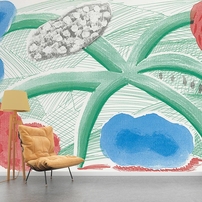 Modernes Blumen-Tapeten-Wandbild, rot-blau-grüne Kunstwerke, Wanddekoration für Zuhause Clearhalo