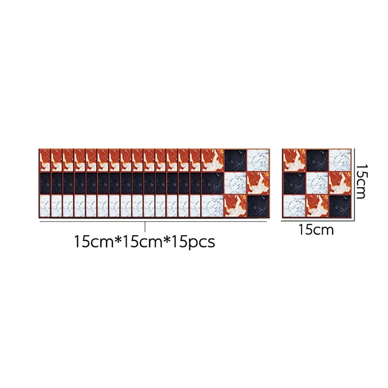 Modernes Mosaik-Tapetenpaneel-Set aus PVC zum Abziehen Schwarz und Rot, Wanddekoration für das Wohnzimmer Clearhalo