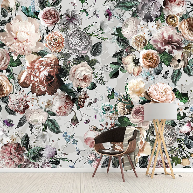 Modernes Wandbild mit blühenden Blumen rosa Wohnzimmer-Wandkunst, individuelle Größe erhältlich Clearhalo