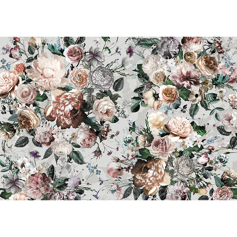 Modernes Wandbild mit blühenden Blumen rosa Wohnzimmer-Wandkunst, individuelle Größe erhältlich Clearhalo