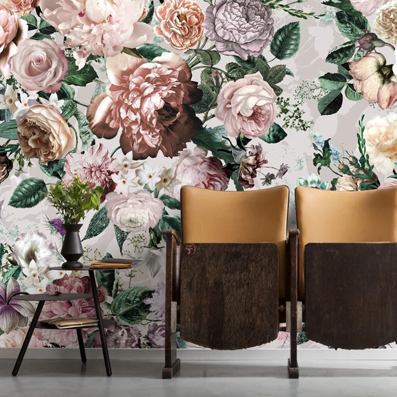 Modernes Wandbild mit blühenden Blumen rosa Wohnzimmer-Wandkunst, individuelle Größe erhältlich Clearhalo