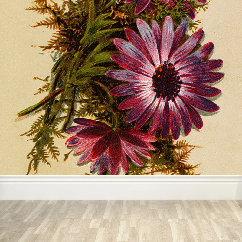 Modernes Wandgemälde mit Blumenmuster, Vliesstoff, schmutzabweisend, violette Wandkunst für Badezimmer Clearhalo