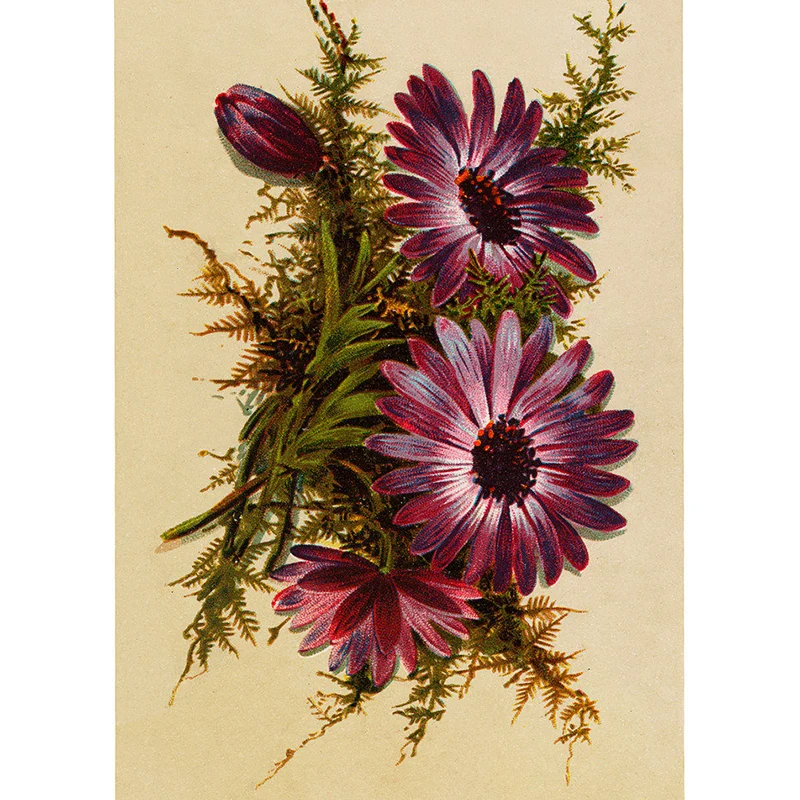 Modernes Wandgemälde mit Blumenmuster, Vliesstoff, schmutzabweisend, violette Wandkunst für Badezimmer Clearhalo