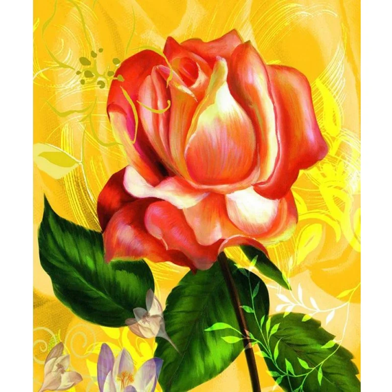 Modernistische Rosen-Wandpapier-Wandbilder, rosa und gelbe Blumen-Wandkunst für die Schlafzimmerdekoration Clearhalo