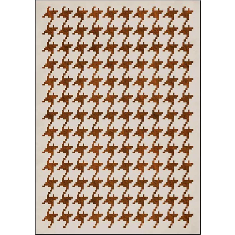 Modernistischer Teppich mit Hahnentrittmuster, orange-roter Polyester-Teppich, rutschfest, haustierfreundlich, waschbar, T...