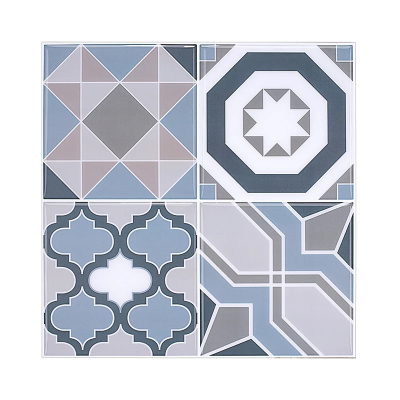 Nahtlose geometrische Muster-Tapeten, blaue böhmische, selbstklebende Wandkunst für das Esszimmer Clearhalo