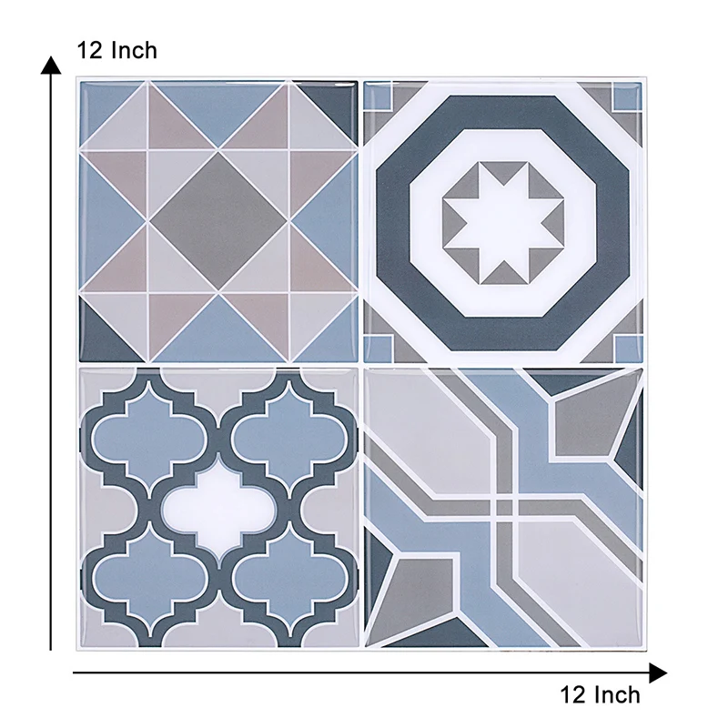 Nahtlose geometrische Muster-Tapeten, blaue böhmische, selbstklebende Wandkunst für das Esszimmer Clearhalo