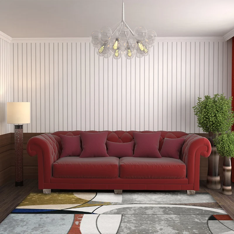 Neuartiger abstrakter Teppich, grauer und goldener Polyester-Teppich, waschbarer, rutschfester Teppich für das Wohnzimmer...