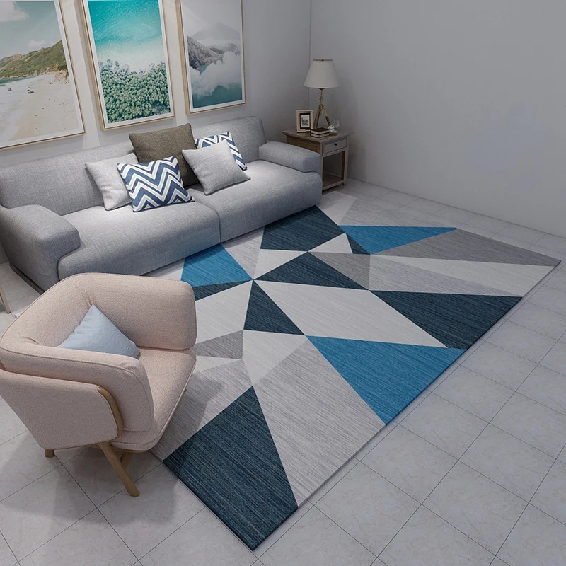 Neuartiger Patchwork-Teppich mit geometrischem Muster, mehrfarbiger moderner Teppich, rutschfester Teppich aus Polypropyle...