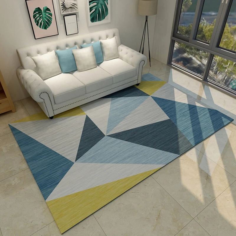 Neuartiger Patchwork-Teppich mit geometrischem Muster, mehrfarbiger moderner Teppich, rutschfester Teppich aus Polypropyle...