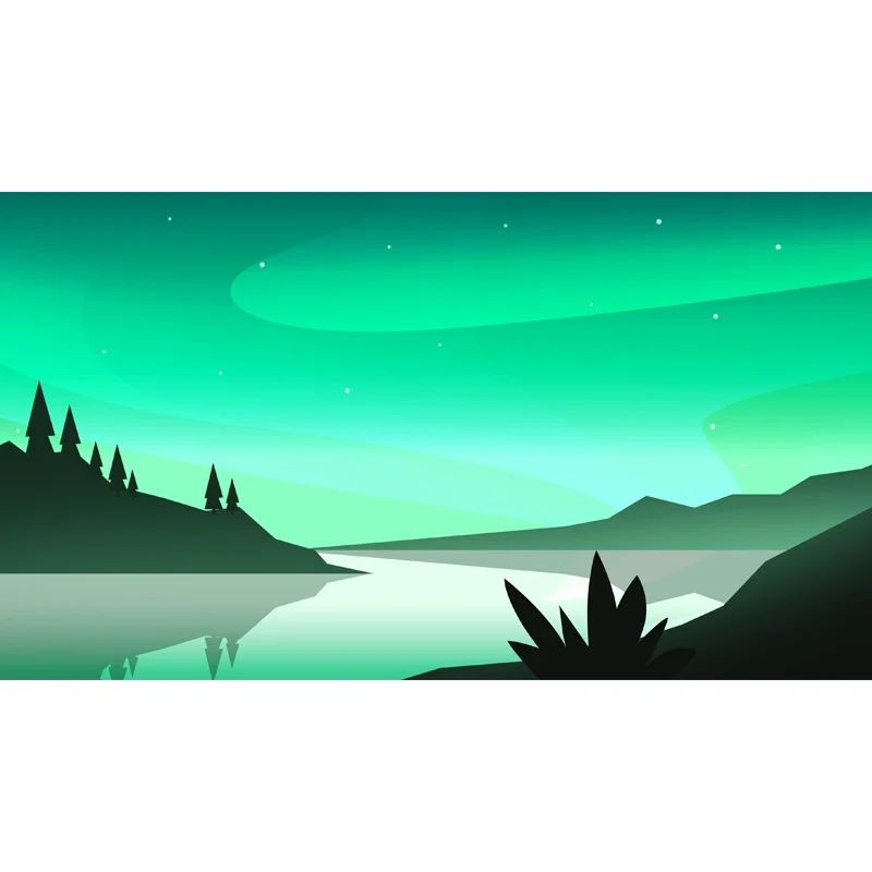 Nordic River Nachtszenen-Wandbild grüner, schmutzabweisender Wandverkleidung für das Wohnzimmer Clearhalo