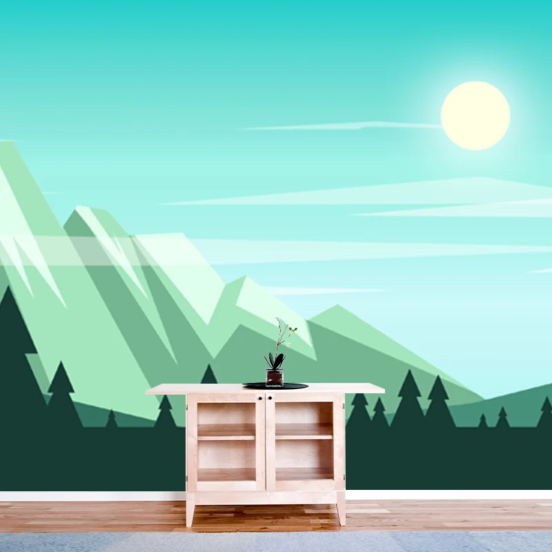 Nordic Sunshine on Mountain Wandverkleidung Aqua Pipe-Forest für das Wohnzimmer Clearhalo