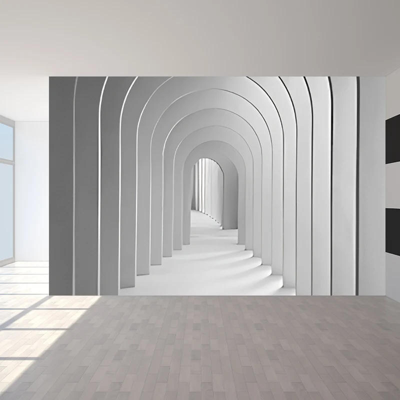 Nordische Wandtapete für Wohnzimmer, pastellfarbene 3D-Strecktür, nach Maß gefertigt Clearhalo