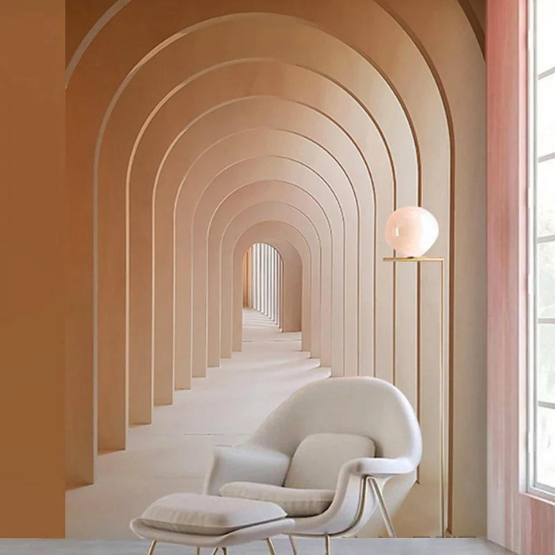 Nordische Wandtapete für Wohnzimmer, pastellfarbene 3D-Strecktür, nach Maß gefertigt Clearhalo
