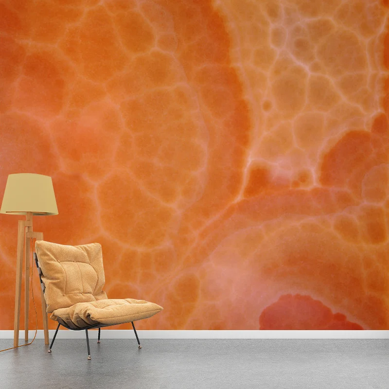 Orangefarbener Wandaufkleber mit Faux-Finish, schmutzabweisender Wandbelag für die Heimdekoration Clearhalo