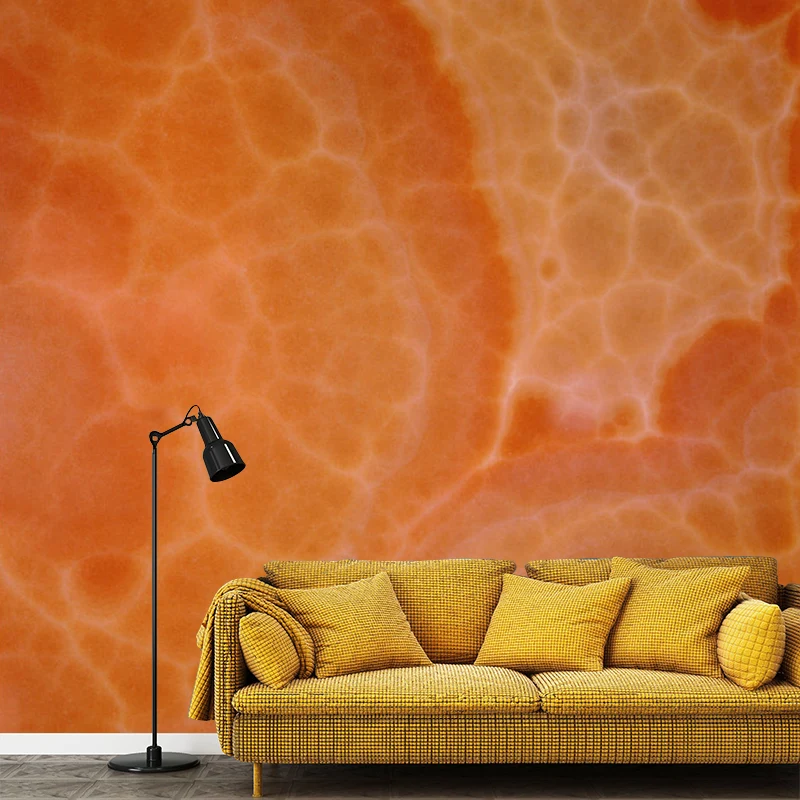 Orangefarbener Wandaufkleber mit Faux-Finish, schmutzabweisender Wandbelag für die Heimdekoration Clearhalo