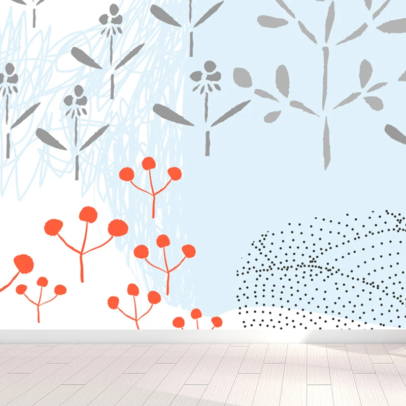 Pastell Pflanzen Zeichnung Wandbild Aufkleber Botanische Kinder Kunst Wanddekoration für Kinderzimmer Clearhalo