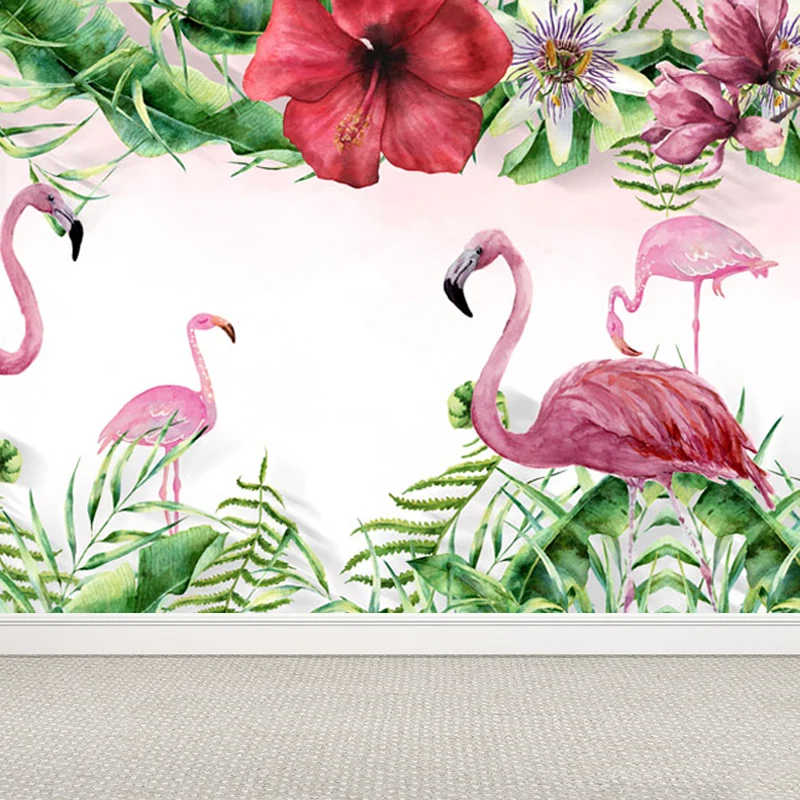 Pastellfarbene Flamingos-Wandbild, feuchtigkeitsbeständige tropische Badezimmer-Wandverkleidung Clearhalo