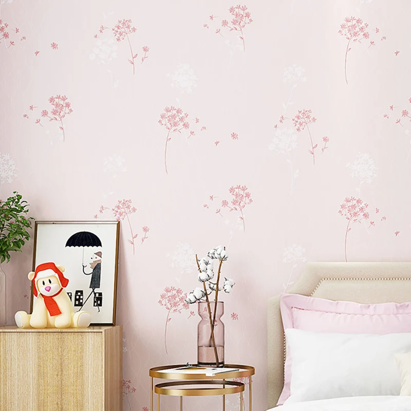Pastellfarbene Löwenzahn-Tapetenrolle, Blumen-Landhaus, wasserfeste Wandkunst für Schlafzimmer Clearhalo