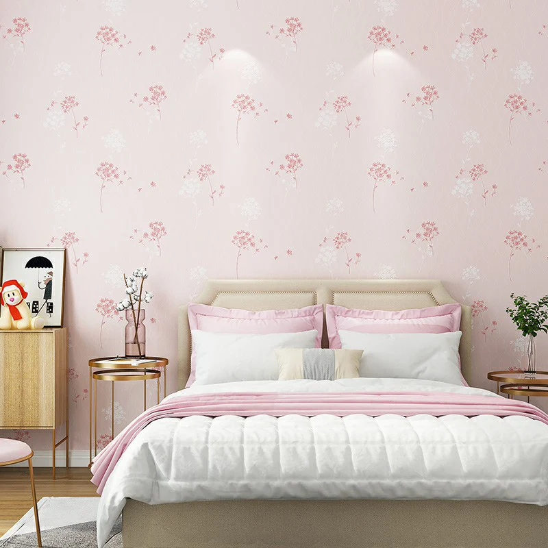 Pastellfarbene Löwenzahn-Tapetenrolle, Blumen-Landhaus, wasserfeste Wandkunst für Schlafzimmer Clearhalo