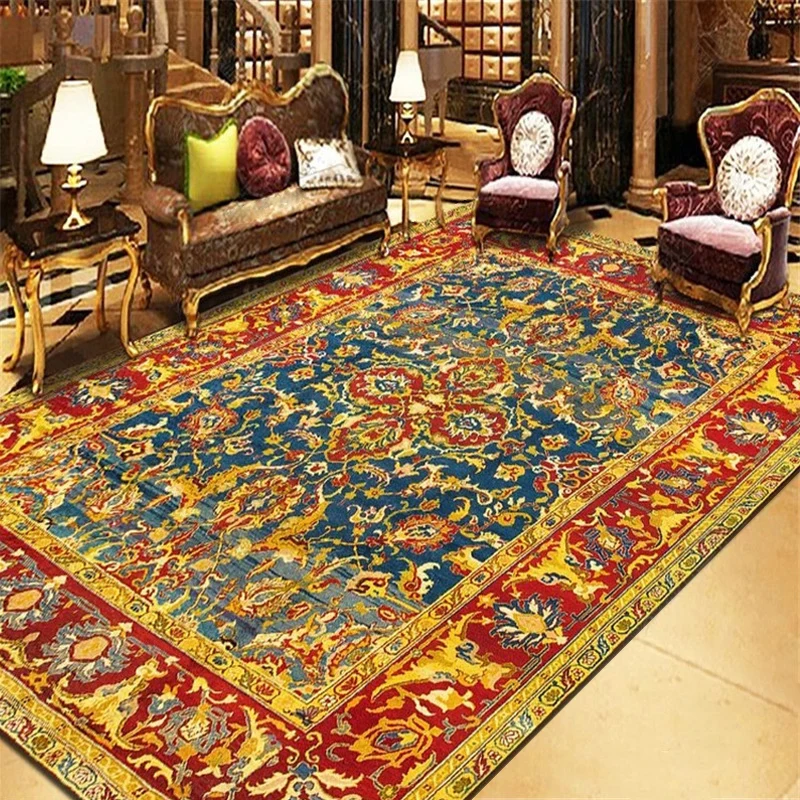 Persischer Wohnzimmerteppich, mehrfarbiger geometrischer Teppich, Polyester, haustierfreundlich, schmutzabweisend, rutschf...