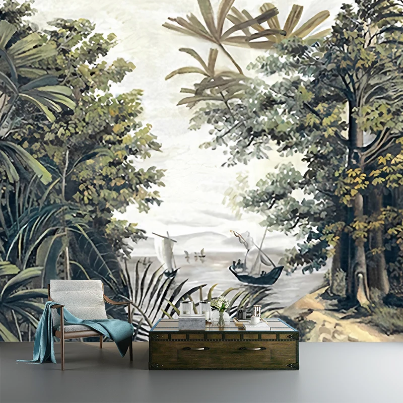 Pflanzen-Wandbild-Tapete, Pastellfarben, Tropix-Wandkunst für Wohnzimmer-Dekoration, groß Clearhalo
