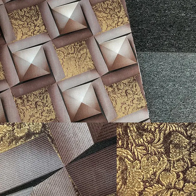 Quadratische geometrische Tapete aus der Mitte des Jahrhunderts, 3D-geprägte Wandkunst dunkler Farbe für Schlafzimmer Clea...