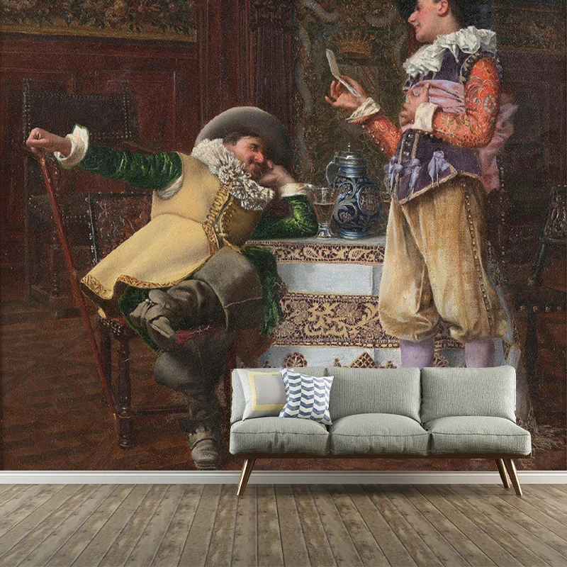 Retro Genteel Man Wanddekoration für Esszimmer, Wandaufkleber individueller Größe Braun Clearhalo