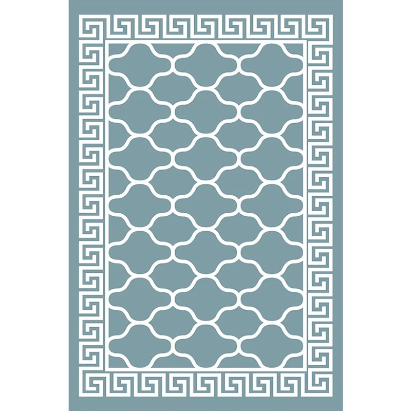 Retro-Teppich mit geometrischem Blumenmuster, blauer und grüner Südwest-Teppich, Polyester, haustierfreundlich, rutschfest...