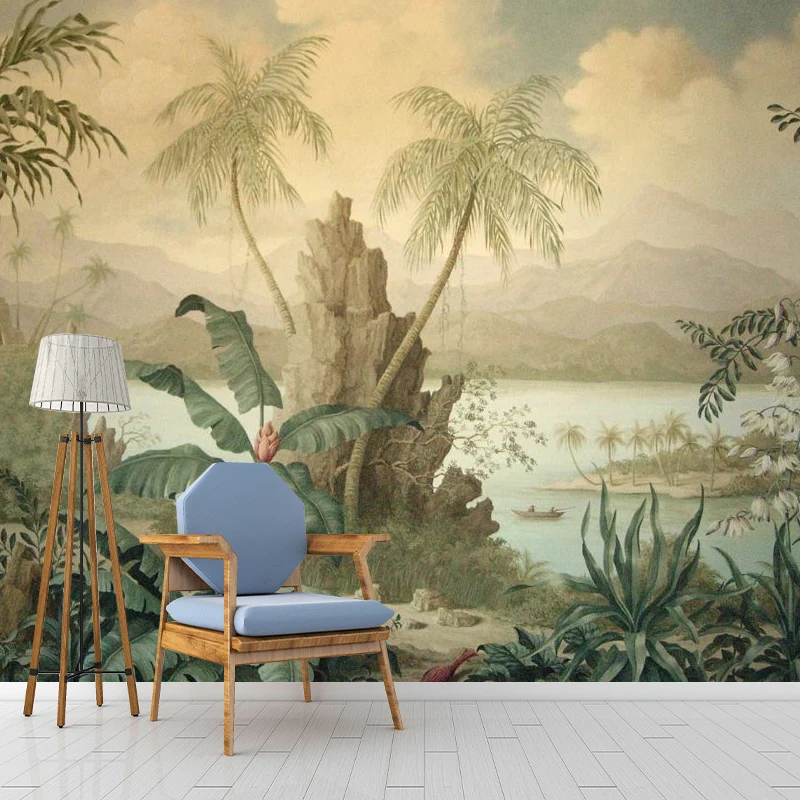 Retro-Wandbilder für Akzentwände, mittelalterlicher Wald dunkler Farbe, personalisierte Größe erhältlich Clearhalo